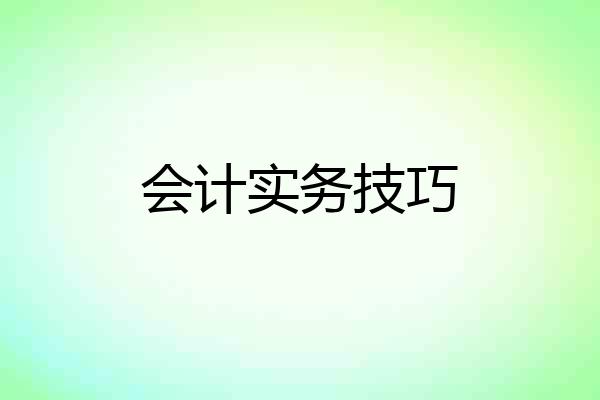会计实务技巧