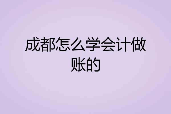 成都怎么学会计做账的