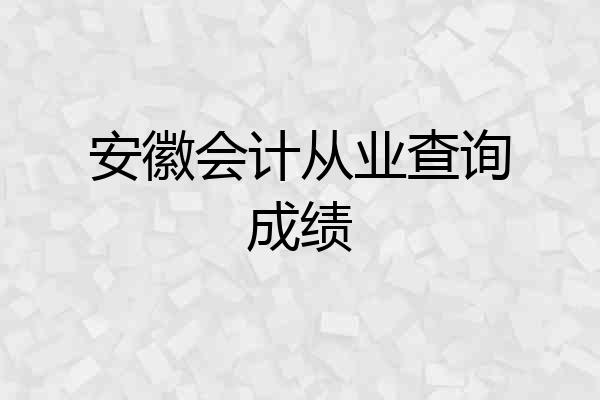 安徽会计从业查询成绩