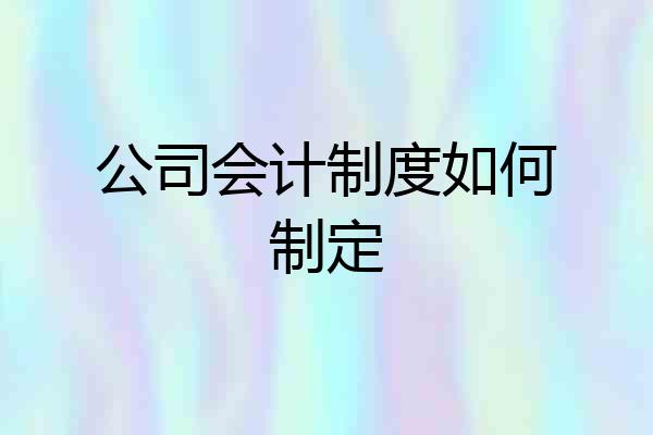 公司会计制度如何制定