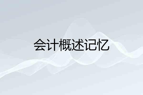 会计概述记忆