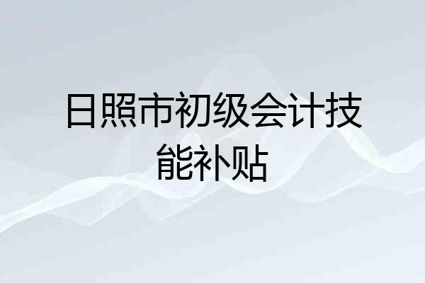 日照市初级会计技能补贴