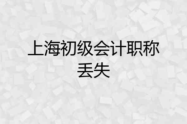 上海初级会计职称丢失