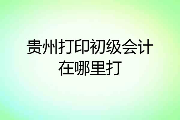贵州打印初级会计在哪里打