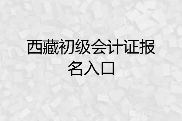 西藏初级会计证报名入口