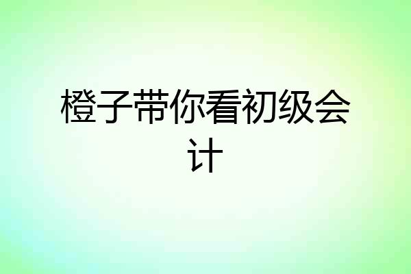 橙子带你看初级会计