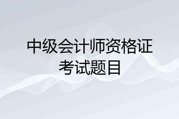 中级会计师资格证考试题目