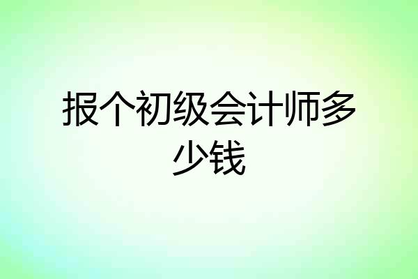 报个初级会计师多少钱