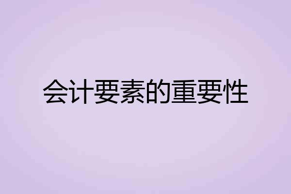 会计要素的重要性
