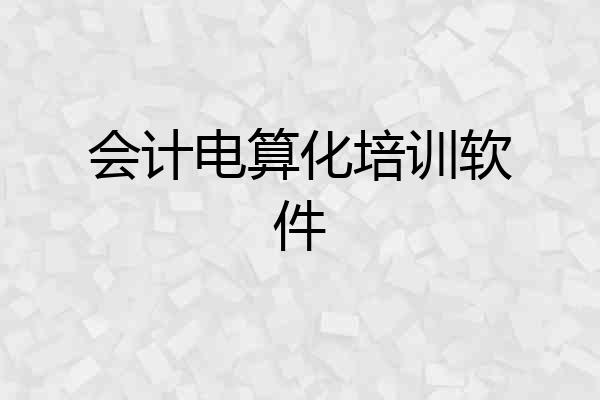会计电算化培训软件