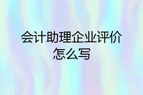 会计助理企业评价怎么写