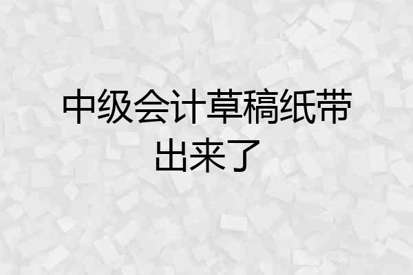 中级会计草稿纸带出来了