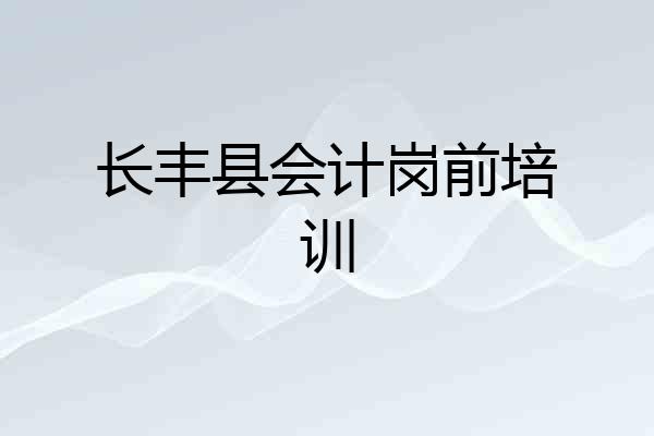 长丰县会计岗前培训