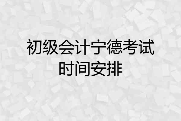 初级会计宁德考试时间安排