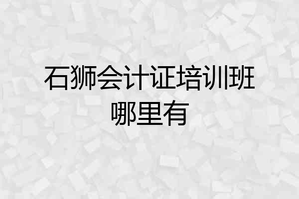 石狮会计证培训班哪里有