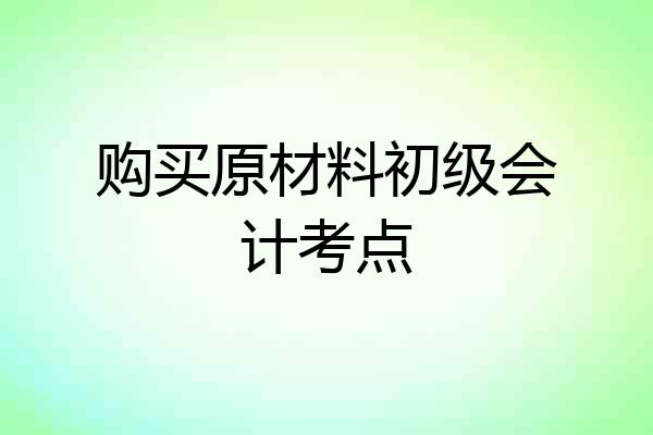 购买原材料初级会计考点