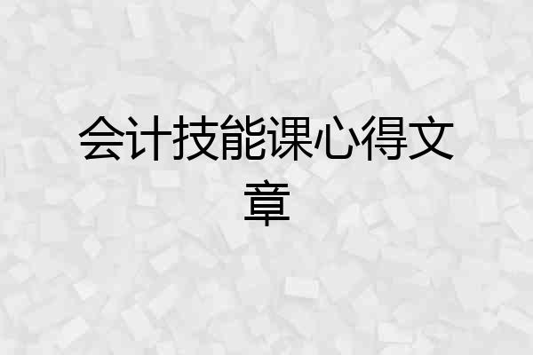 会计技能课心得文章