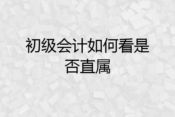 初级会计如何看是否直属