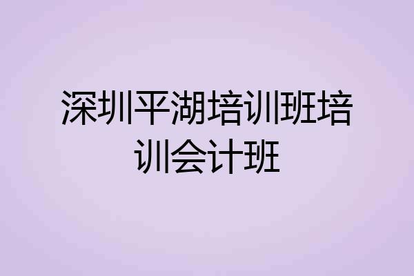 深圳平湖培训班培训会计班