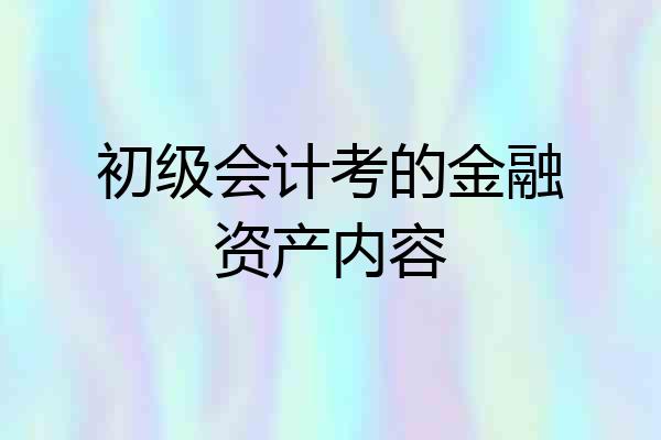 初级会计考的金融资产内容
