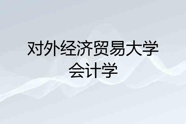对外经济贸易大学会计学