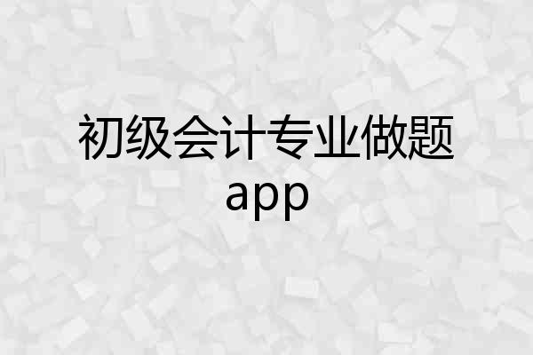 初级会计专业做题app