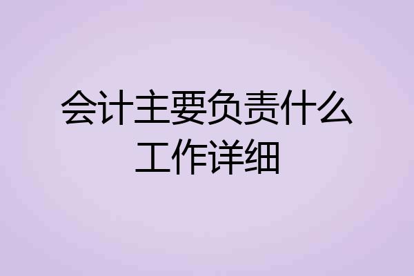 会计主要负责什么工作详细