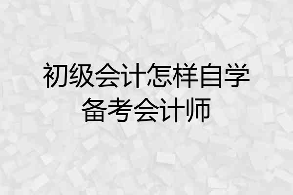初级会计怎样自学备考会计师