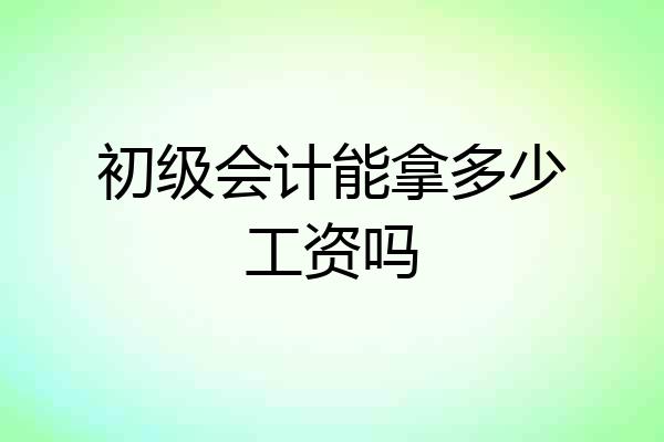 初级会计能拿多少工资吗