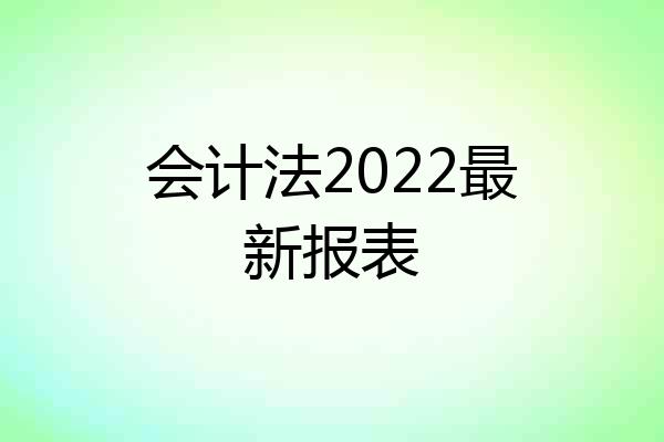 会计法2022最新报表