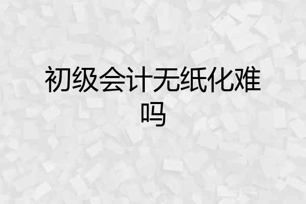 初级会计无纸化难吗