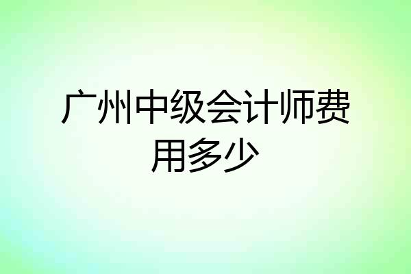 广州中级会计师费用多少
