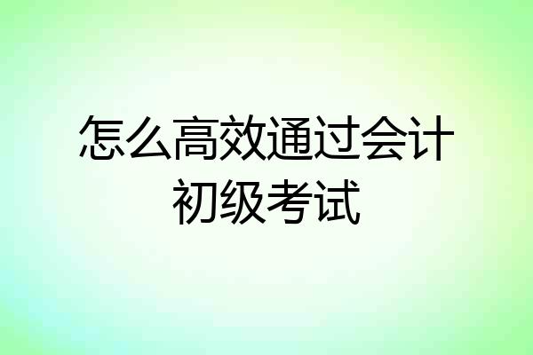 怎么高效通过会计初级考试