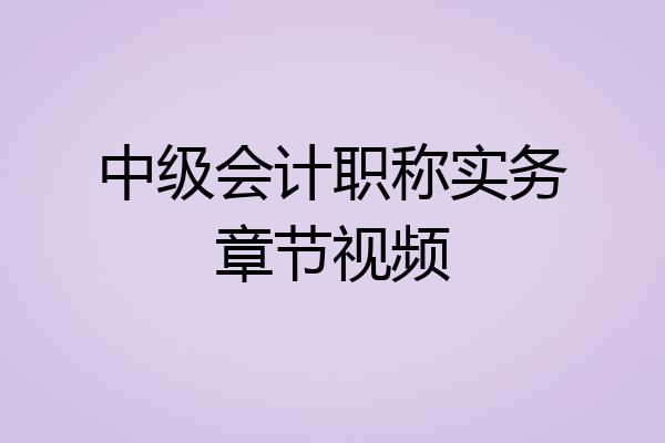 中级会计职称实务章节视频