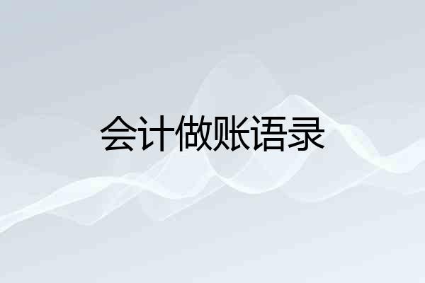 会计做账语录