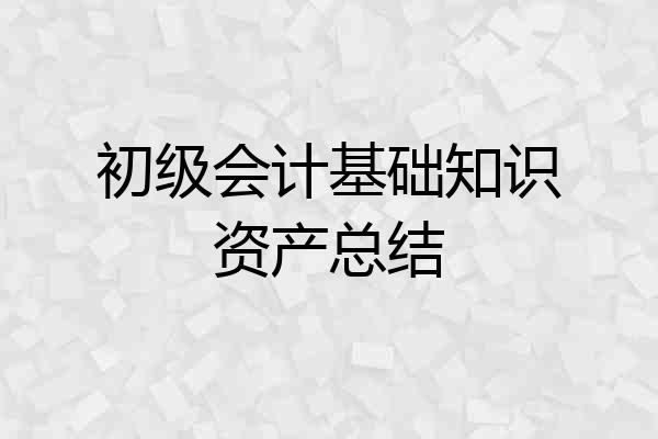 初级会计基础知识资产总结