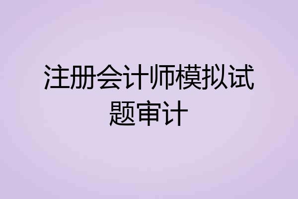 注册会计师模拟试题审计