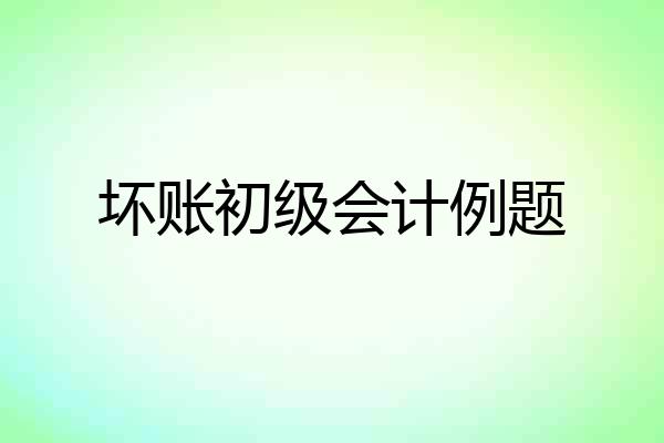 坏账初级会计例题