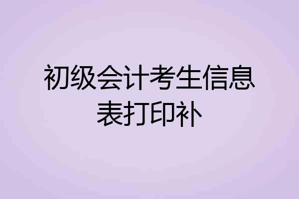 初级会计考生信息表打印补