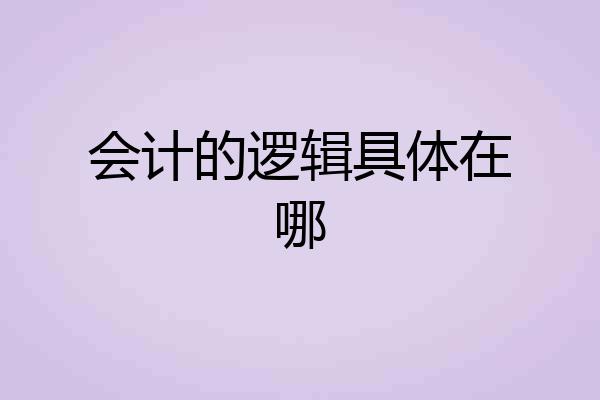 会计的逻辑具体在哪