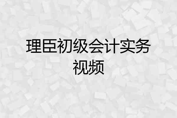 理臣初级会计实务视频