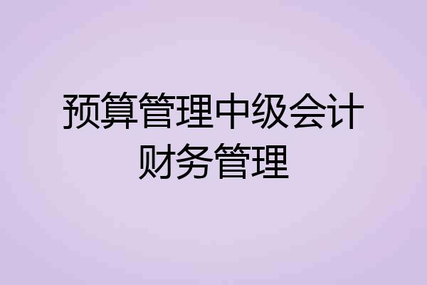 预算管理中级会计财务管理