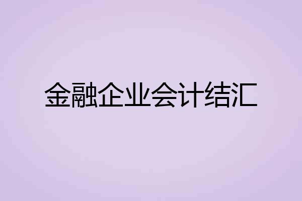 金融企业会计结汇
