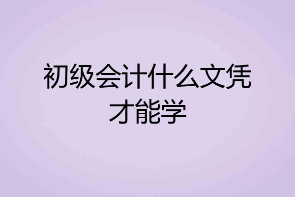 初级会计什么文凭才能学