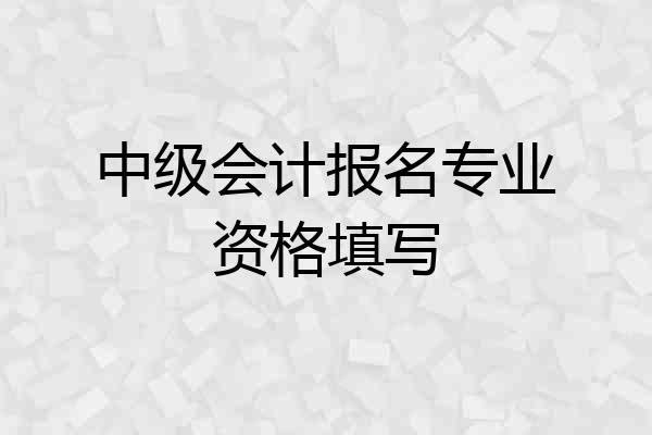 中级会计报名专业资格填写