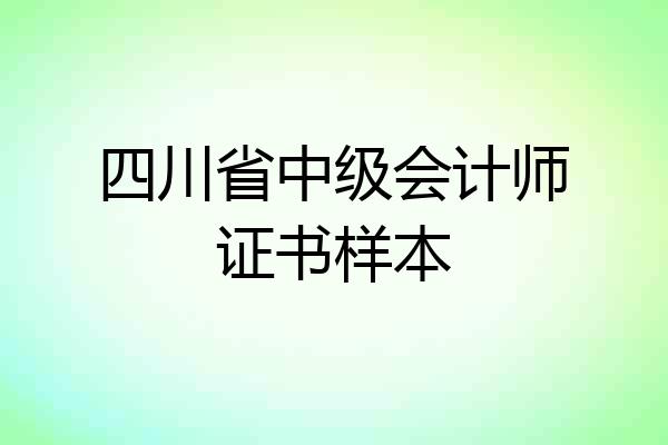 四川省中级会计师证书样本