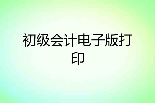 初级会计电子版打印