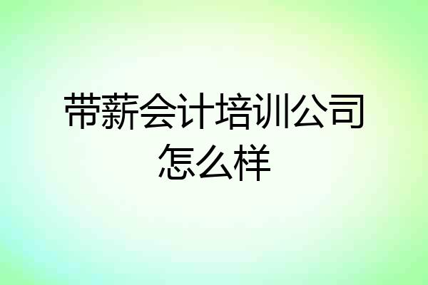 带薪会计培训公司怎么样