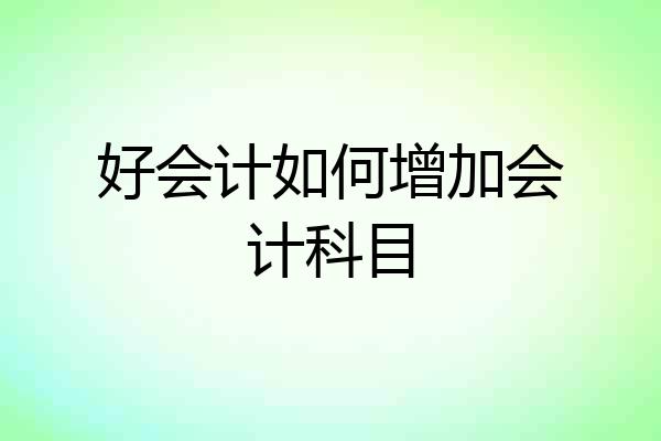 好会计如何增加会计科目