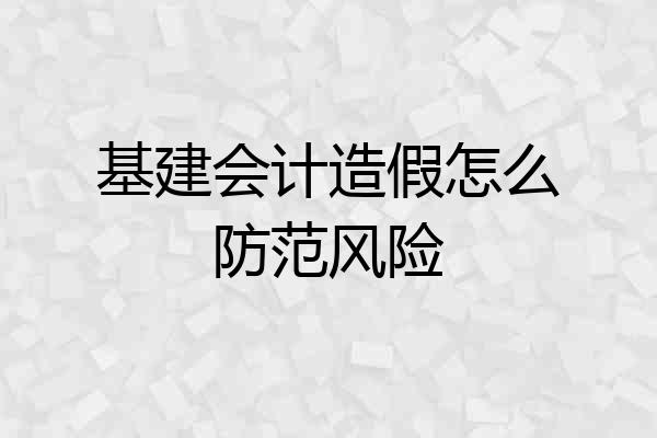 基建会计造假怎么防范风险